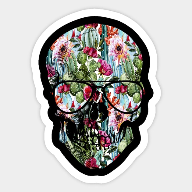 Tropical Summer Skull Funny Summer Vacation Sticker by Simpsonfft